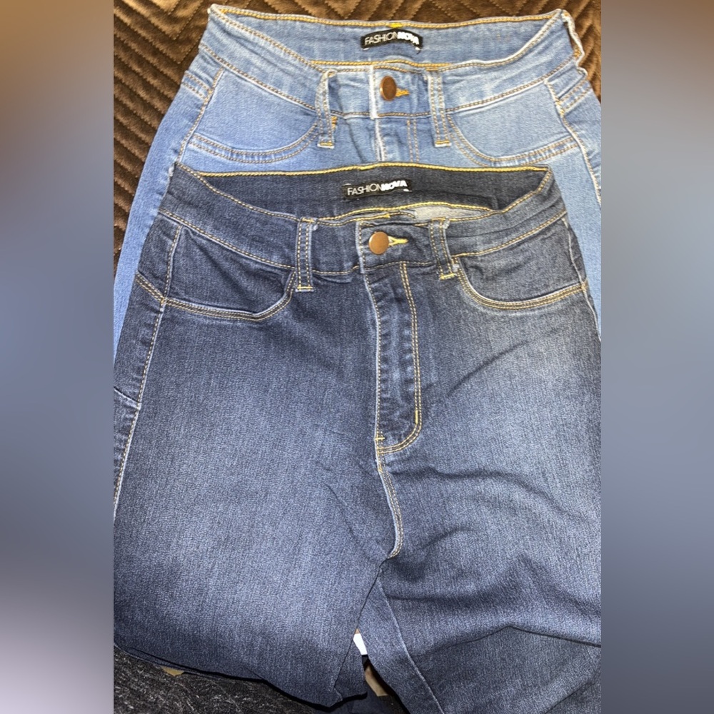 2 Fashion Nova Blue Skinny Pants with Contrast Stitching